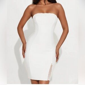 White Bandage Lace Accent Dress